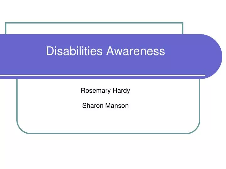 disabilities awareness rosemary hardy sharon manson