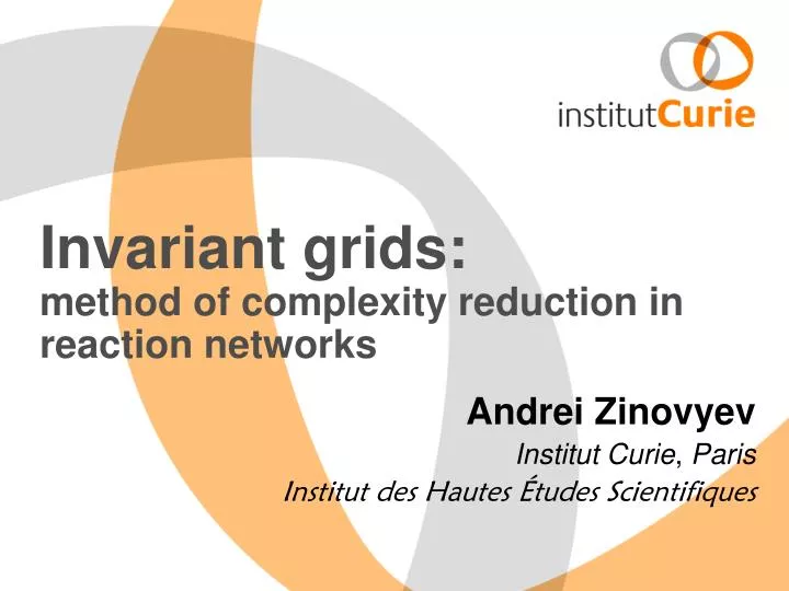 invariant grids method of complexity reduction in reaction networks