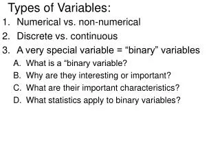 Types of Variables:
