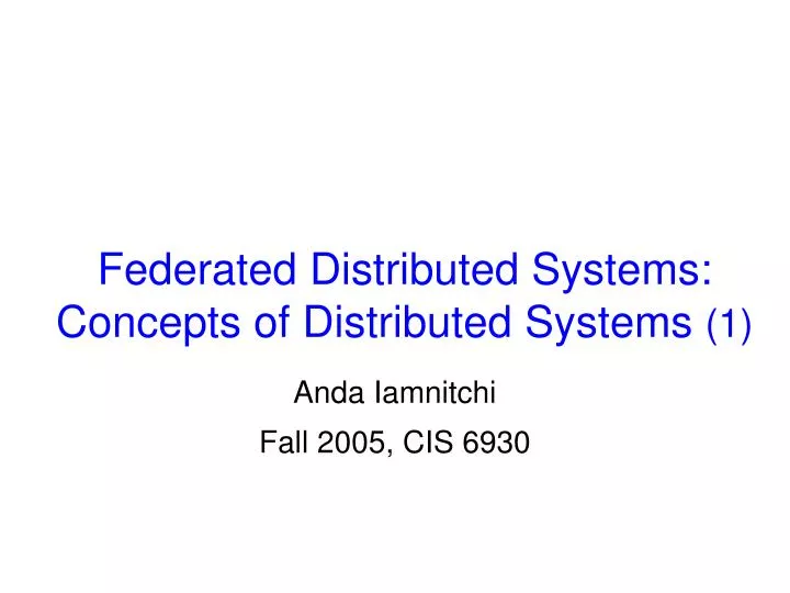 federated distributed systems concepts of distributed systems 1