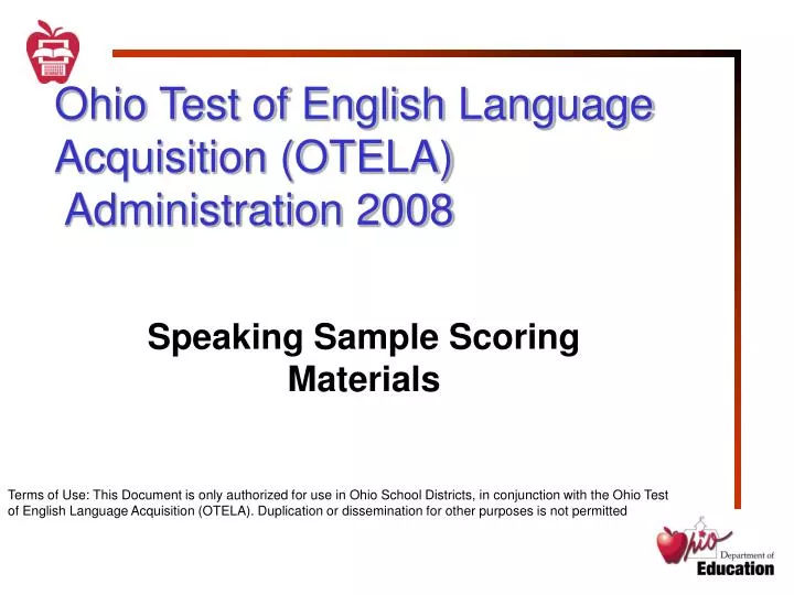 ohio test of english language acquisition otela administration 2008