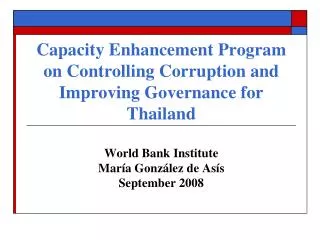 capacity enhancement program on controlling corruption and improving governance for thailand