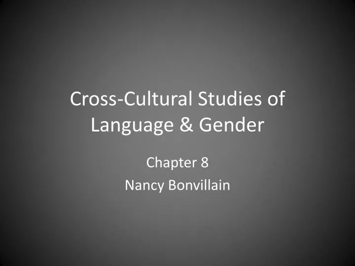 cross cultural studies of language gender