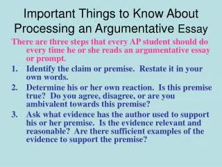 Important Things to Know About Processing an Argumentative Essay