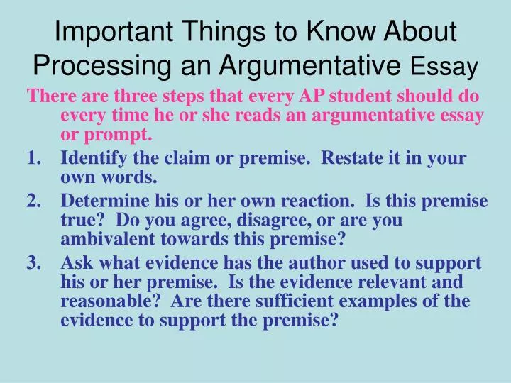 important things to know about processing an argumentative essay