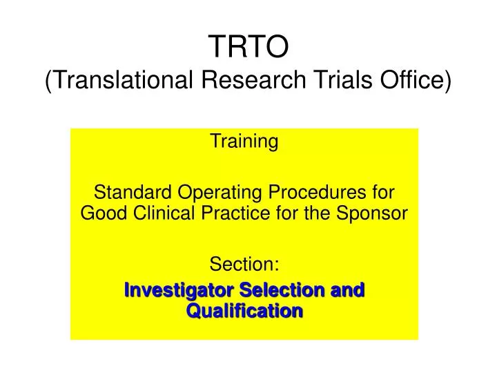 trto translational research trials office