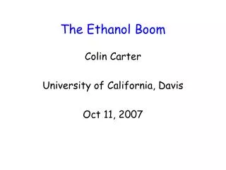 The Ethanol Boom