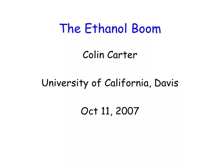 the ethanol boom
