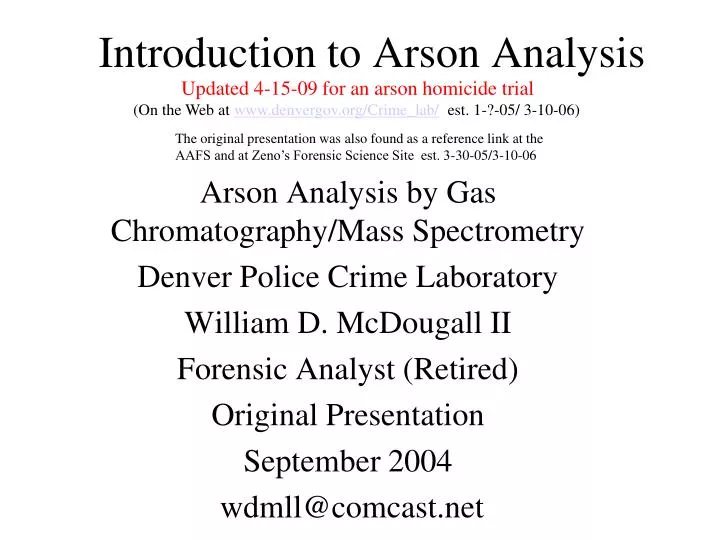 introduction to arson analysis