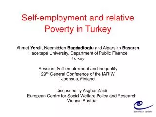 Self-employment and relative Poverty in Turkey