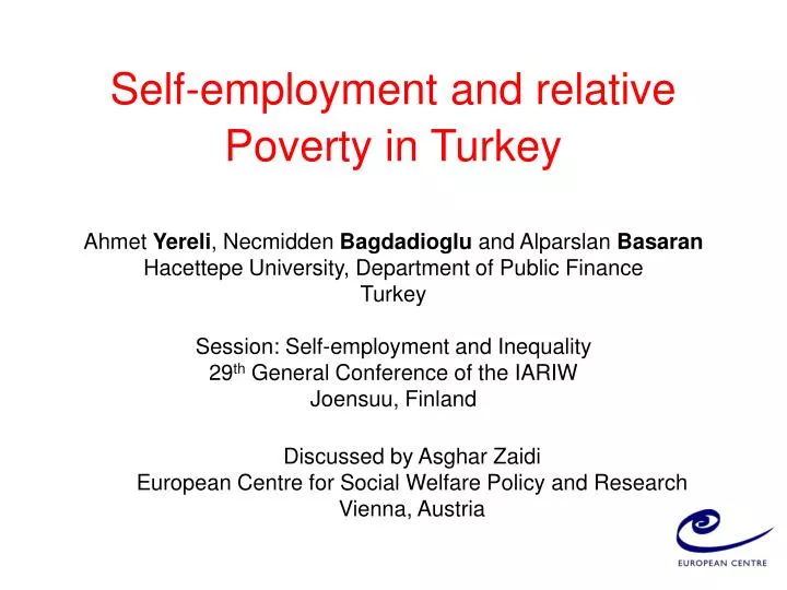 self employment and relative poverty in turkey