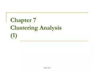 Chapter 7 Clustering Analysis (1)