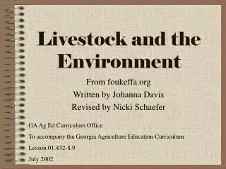 Livestock and the Environment