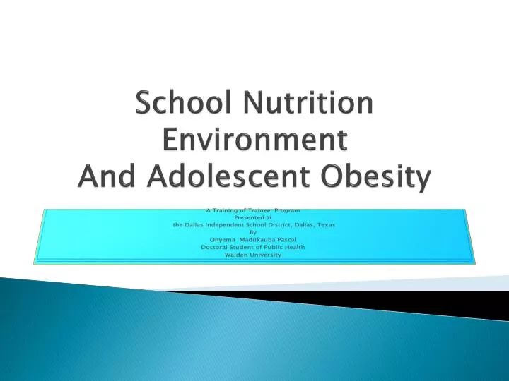 school nutrition environment and adolescent obesity