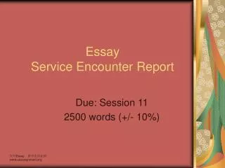 Essay Service Encounter Report