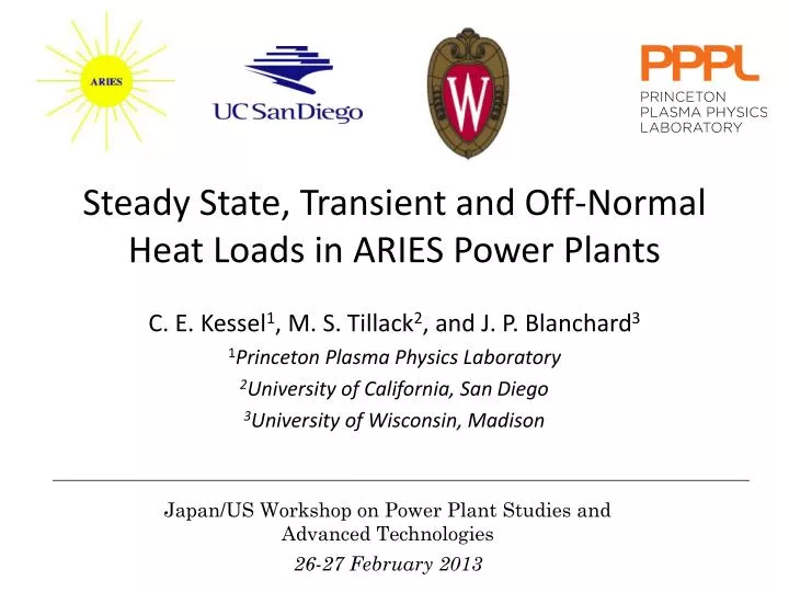 steady state transient and off normal heat loads in aries power plants