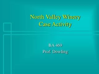 North Valley Winery Case Activity