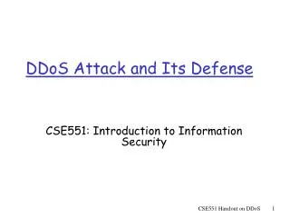 DDoS Attack and Its Defense