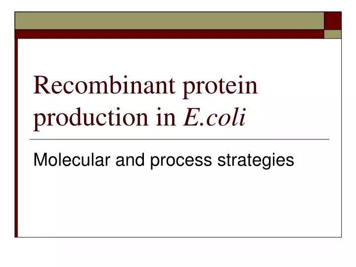 recombinant protein production in e coli