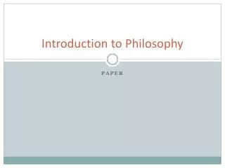 Introduction to Philosophy