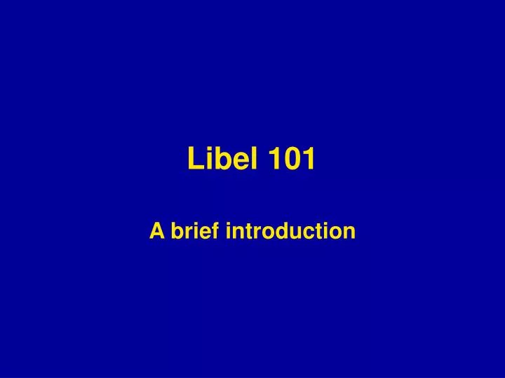 libel 101