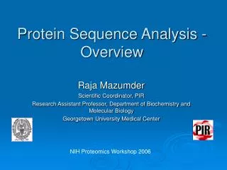 Protein Sequence Analysis - Overview