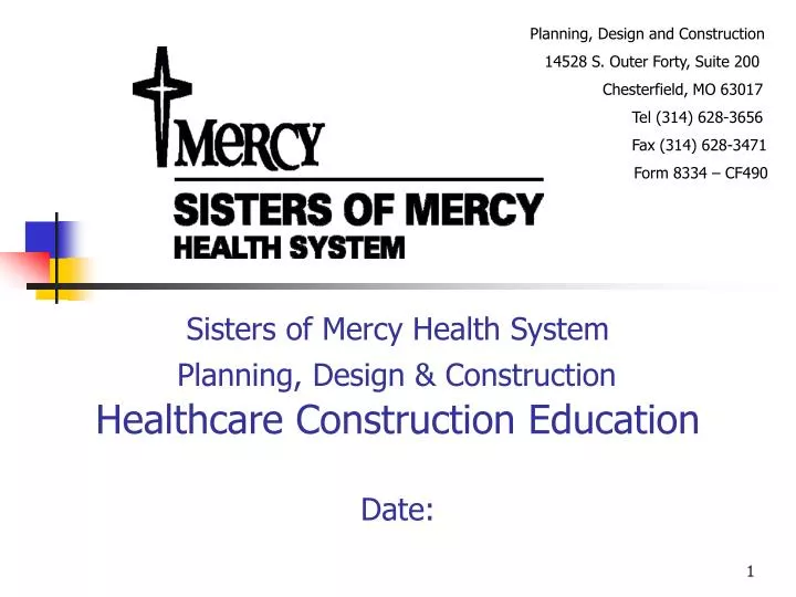 sisters of mercy health system planning design construction healthcare construction education date