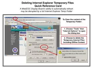 Deleting Internet Explorer Temporary Files Quick Reference Card
