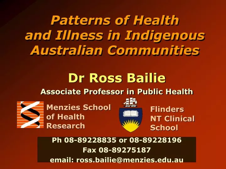 patterns of health and illness in indigenous australian communities