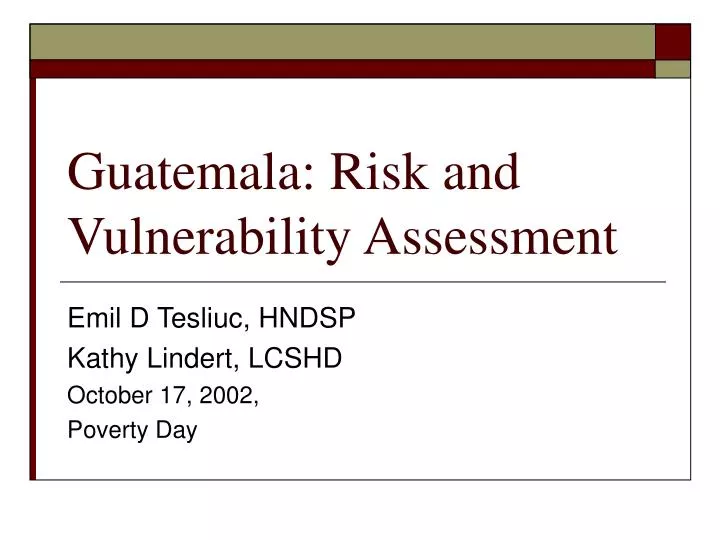 guatemala risk and vulnerability assessment