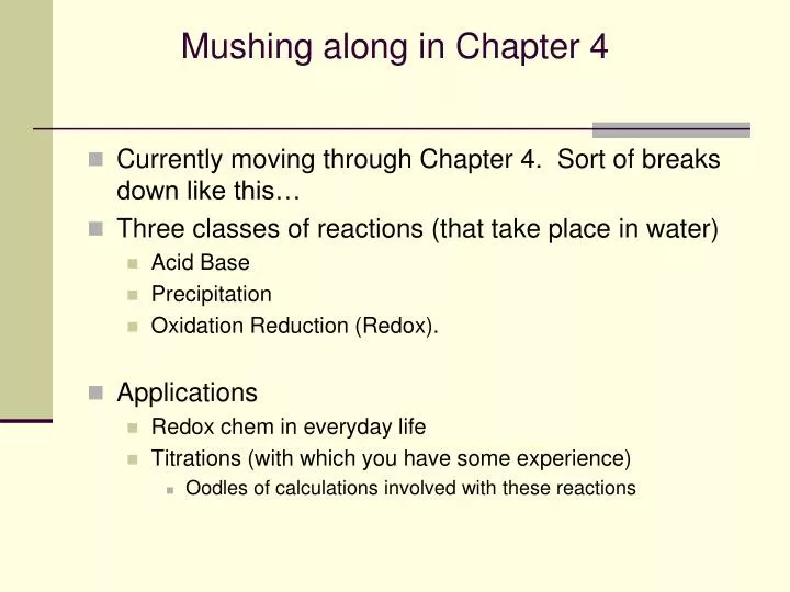 mushing along in chapter 4