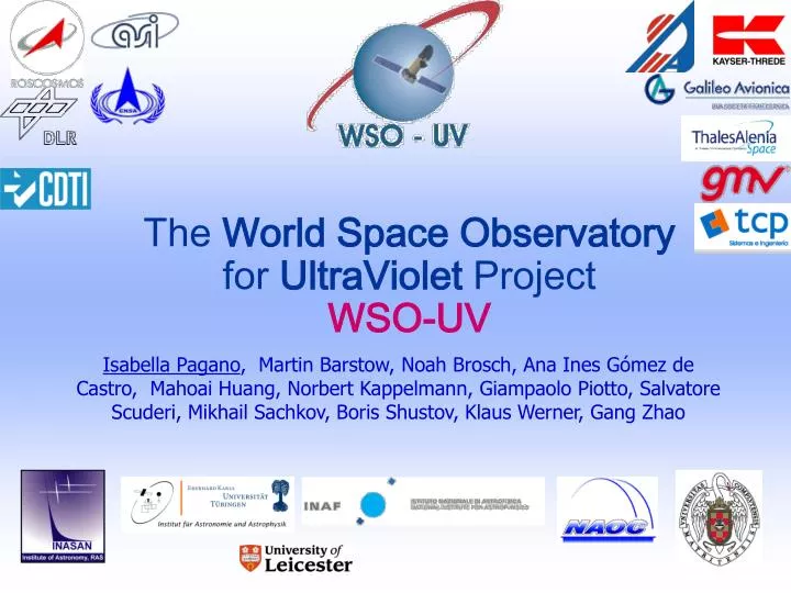 the world space observatory for ultraviolet project wso uv