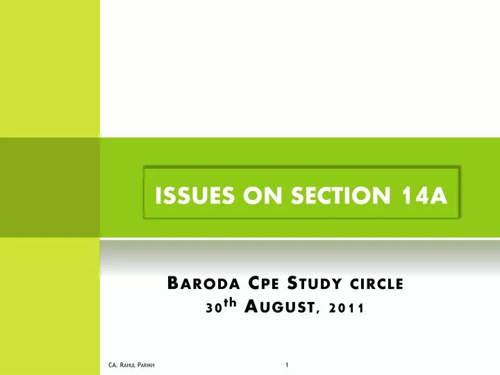 baroda cpe study circle 30 th august 2011
