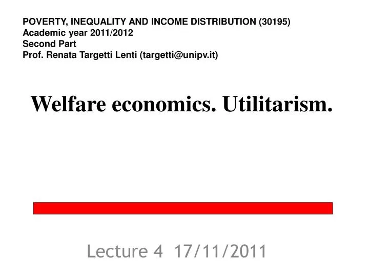 welfare economics utilitarism