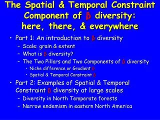 The Spatial &amp; Temporal Constraint Component of ? diversity: here, there, &amp; everywhere