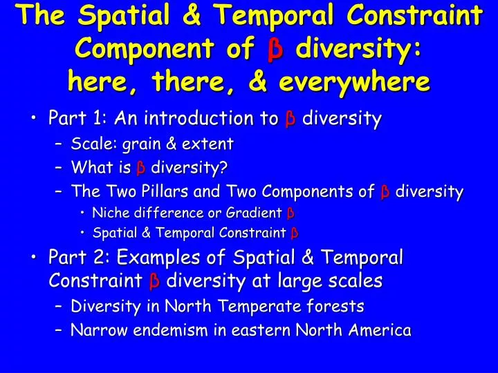the spatial temporal constraint component of diversity here there everywhere