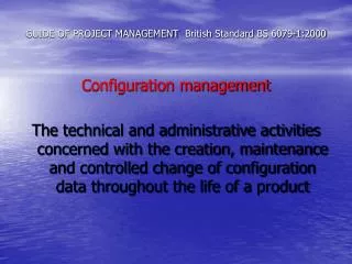GUIDE OF PROJECT MANAGEMENT British Standard BS 6079-1:2000