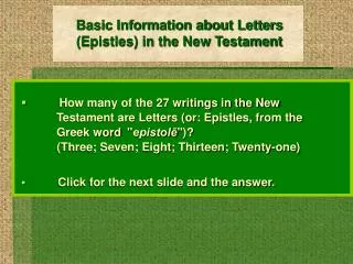 Basic Information about Letters (Epistles) in the New Testament