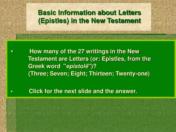 basic information about letters epistles in the new testament