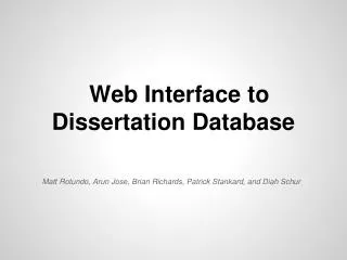Web Interface to Dissertation Database