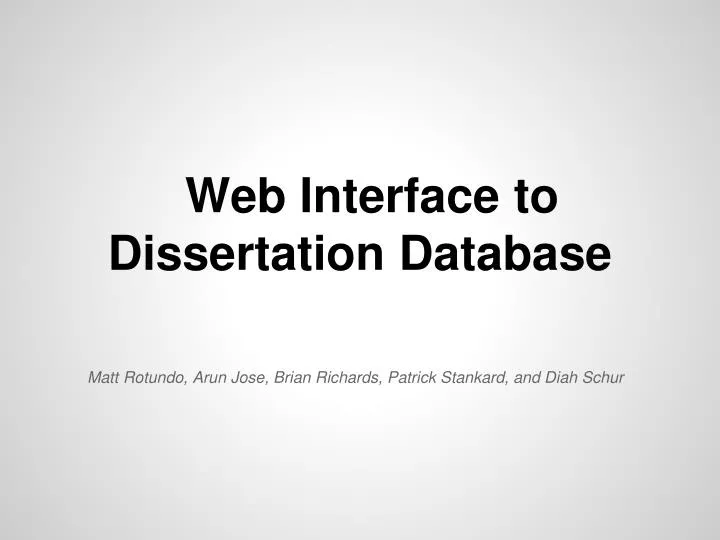 web interface to dissertation database
