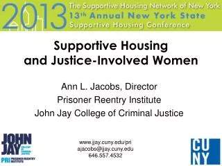 Supportive Housing and Justice-Involved Women