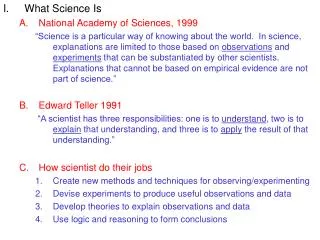 What Science Is National Academy of Sciences, 1999