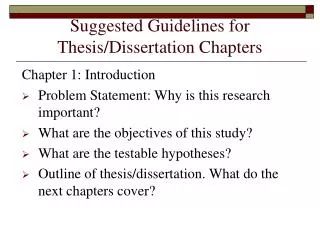 Suggested Guidelines for Thesis/Dissertation Chapters