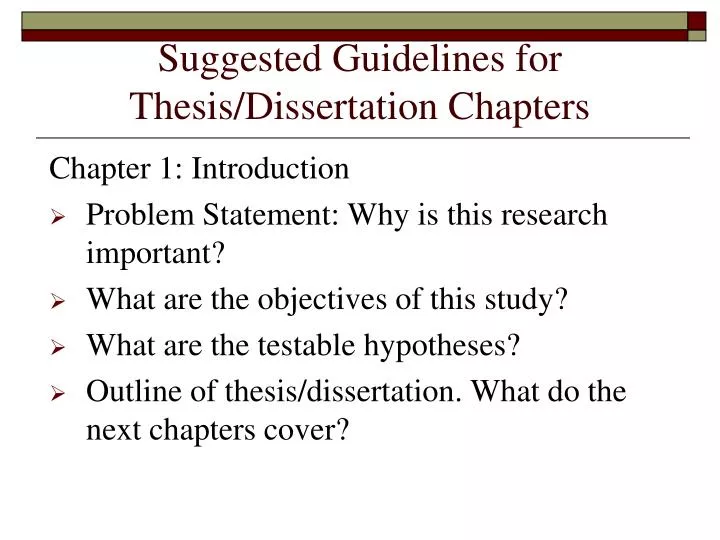 suggested guidelines for thesis dissertation chapters