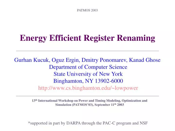 energy efficient register renaming