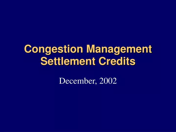 congestion management settlement credits