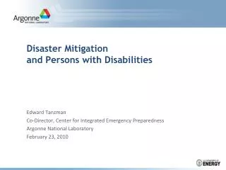 Disaster Mitigation and Persons with Disabilities