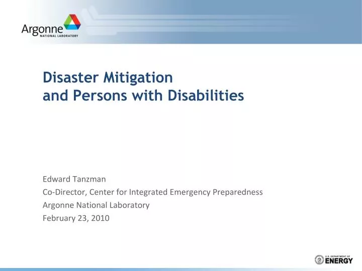 disaster mitigation and persons with disabilities