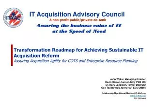 Transformation Roadmap for Achieving Sustainable IT Acquisition Reform